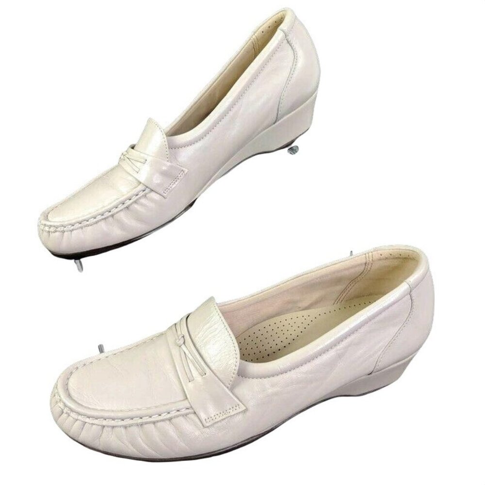 SAS Tripad Easier Loafer Comfort Shoes Womens 8 N Bone Cream Leather Slip‎ On